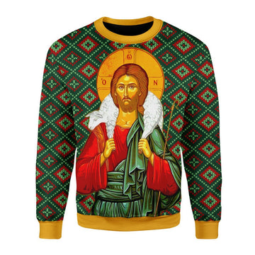 Customspig Christmas Unisex Sweater Orthodox Jesus Christ Ugly Christmas 3D Apparel