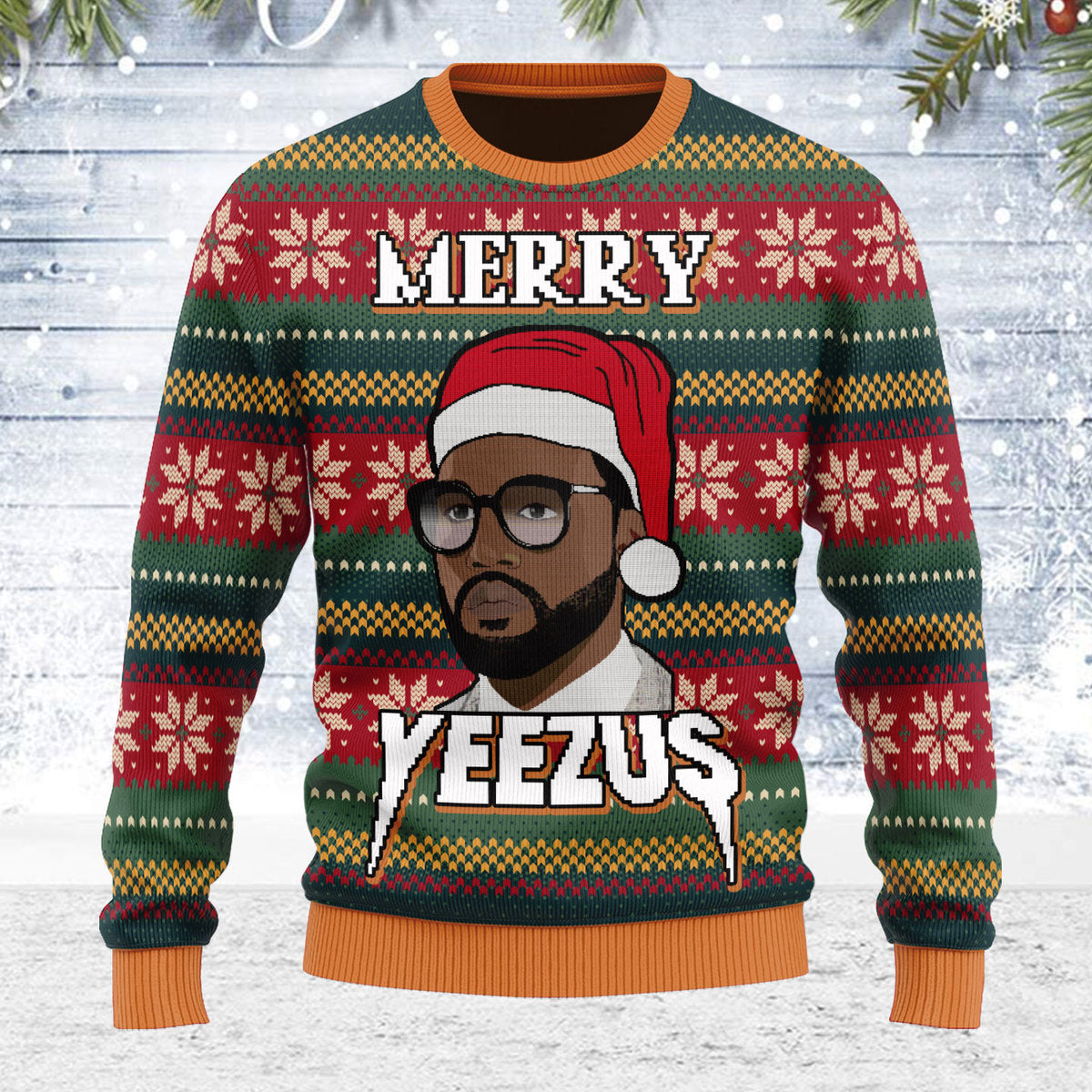 Customspig Ugly Christmas Sweater Merry Yeezus Meme 3D Apparel