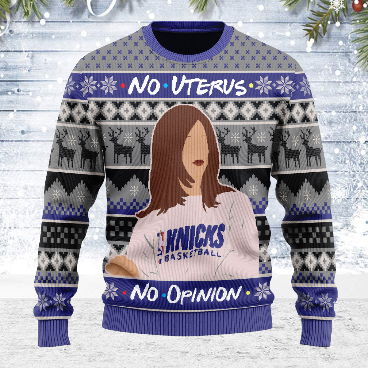 Customspig Ugly Christmas Sweater No Uterus No Opinion 3D Apparel