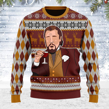 Customspig Ugly Christmas Sweater Leo Laughing Meme Merry Christmas 3D Apparel