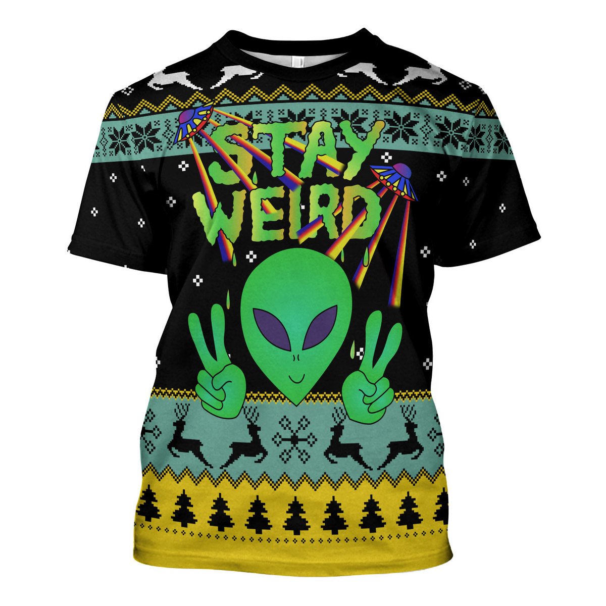 Customspig Tops Pullover Sweatshirt Stay Weird Alien 3D Apparel