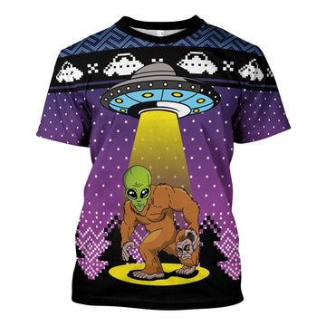 Customspig Unisex T-shirt Big Foot Alien 3D Apparel