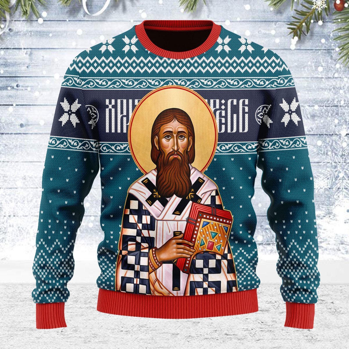 Merry Christmas Customspig Unisex Ugly Christmas Sweater St. Sava 3D Apparel