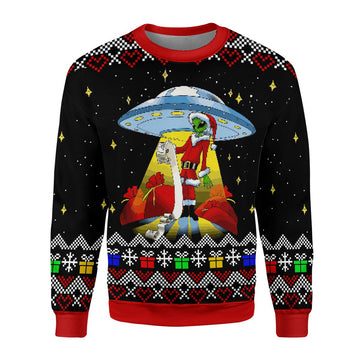 Customspig Ugly Sweater Funny Alien UFO Ugly Christmas 3D Apparel