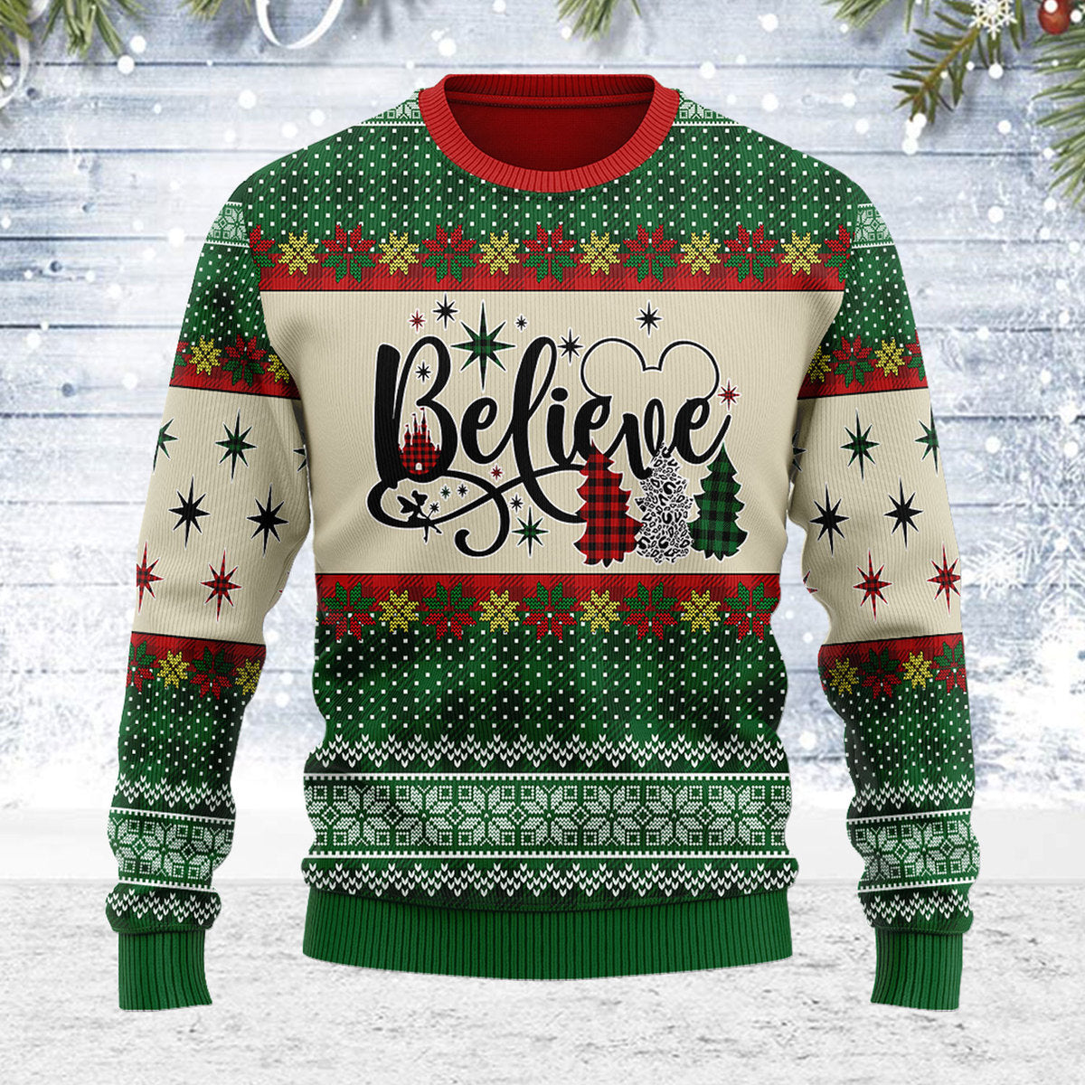 Customspig Ugly Christmas Sweater Believe 3D Apparel