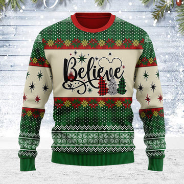 Customspig Ugly Christmas Sweater Believe 3D Apparel