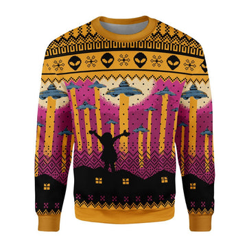 Customspig Ugly Sweater Aliens Take Me Away UFO 3D Apparel
