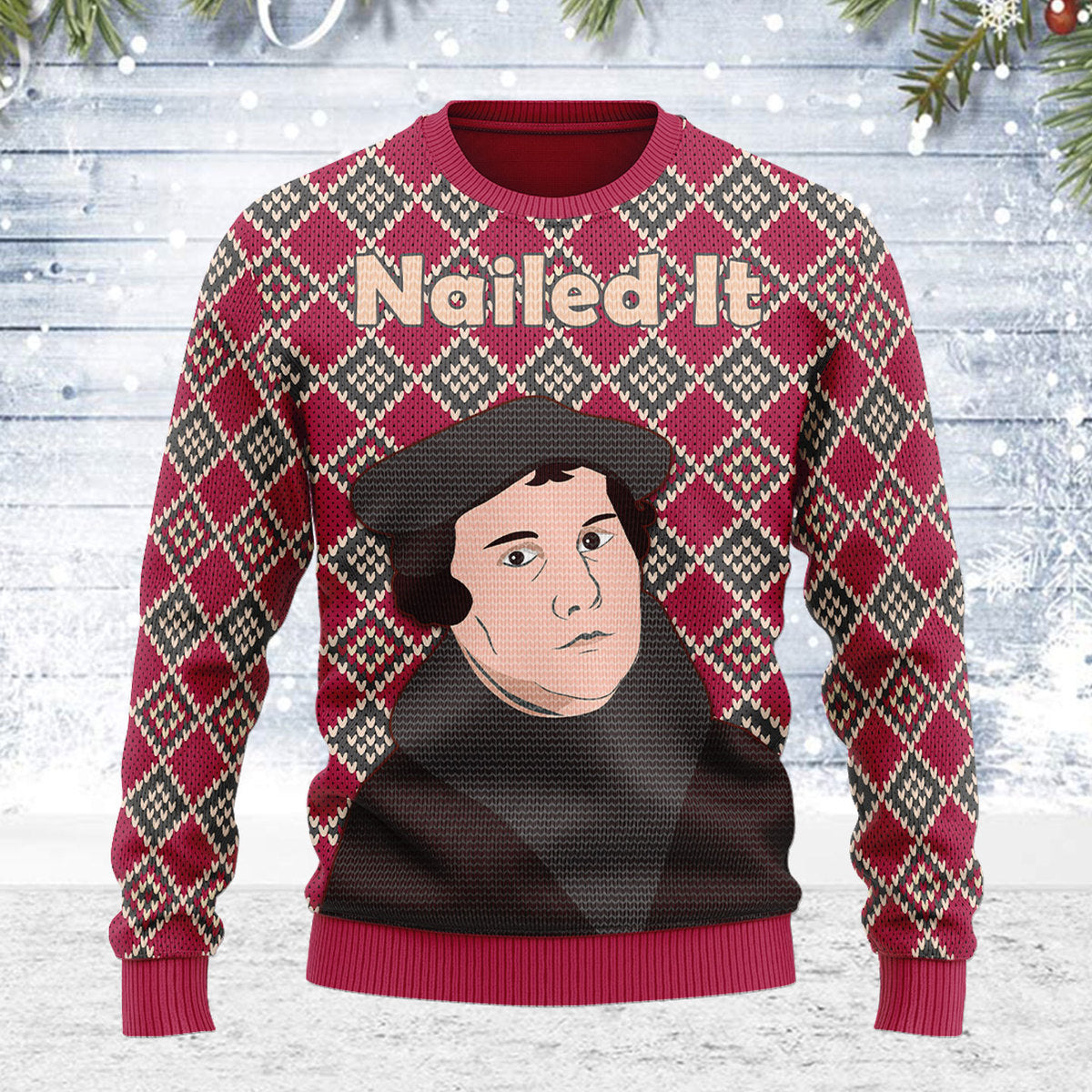 Customspig Ugly Christmas Sweater Martin Luther 3D Apparel