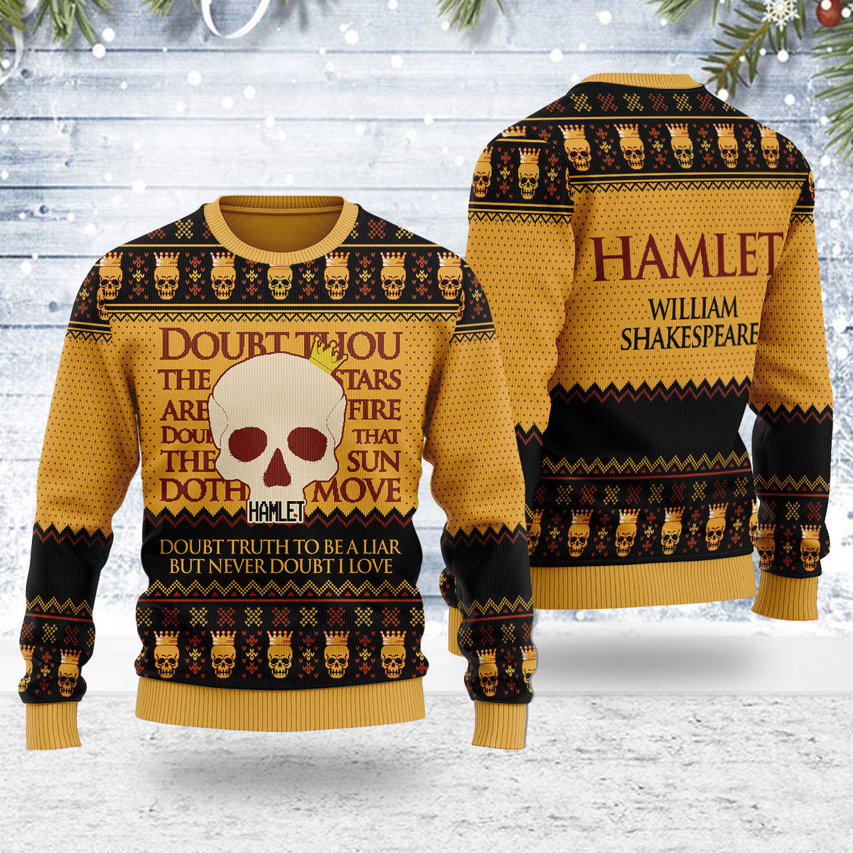 Customspig Ugly Christmas Sweater Hamlet William Shakespare 3D Apparel