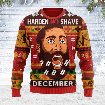 Customspig Ugly Christmas Sweater Harden No Shave December 3D Apparel