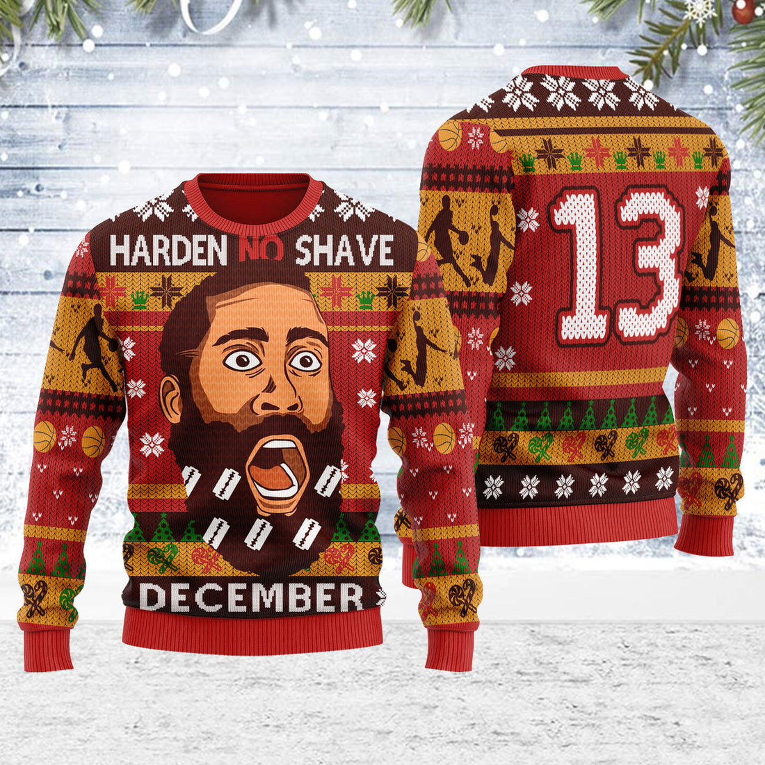 Customspig Ugly Christmas Sweater Harden No Shave December 3D Apparel