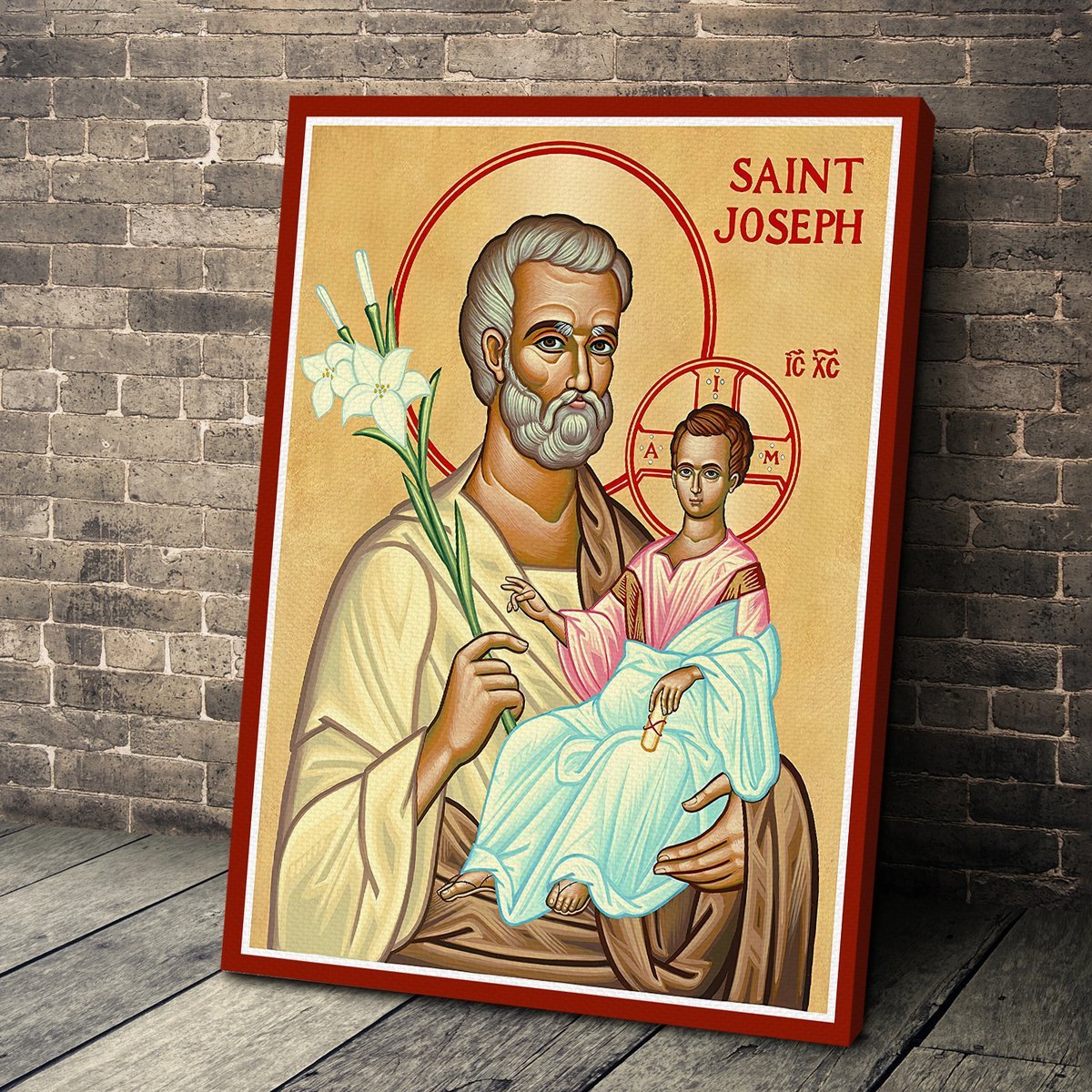 Customspig Canvas Saint Joseph and Child Jesus