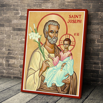 Customspig Canvas Saint Joseph and Child Jesus