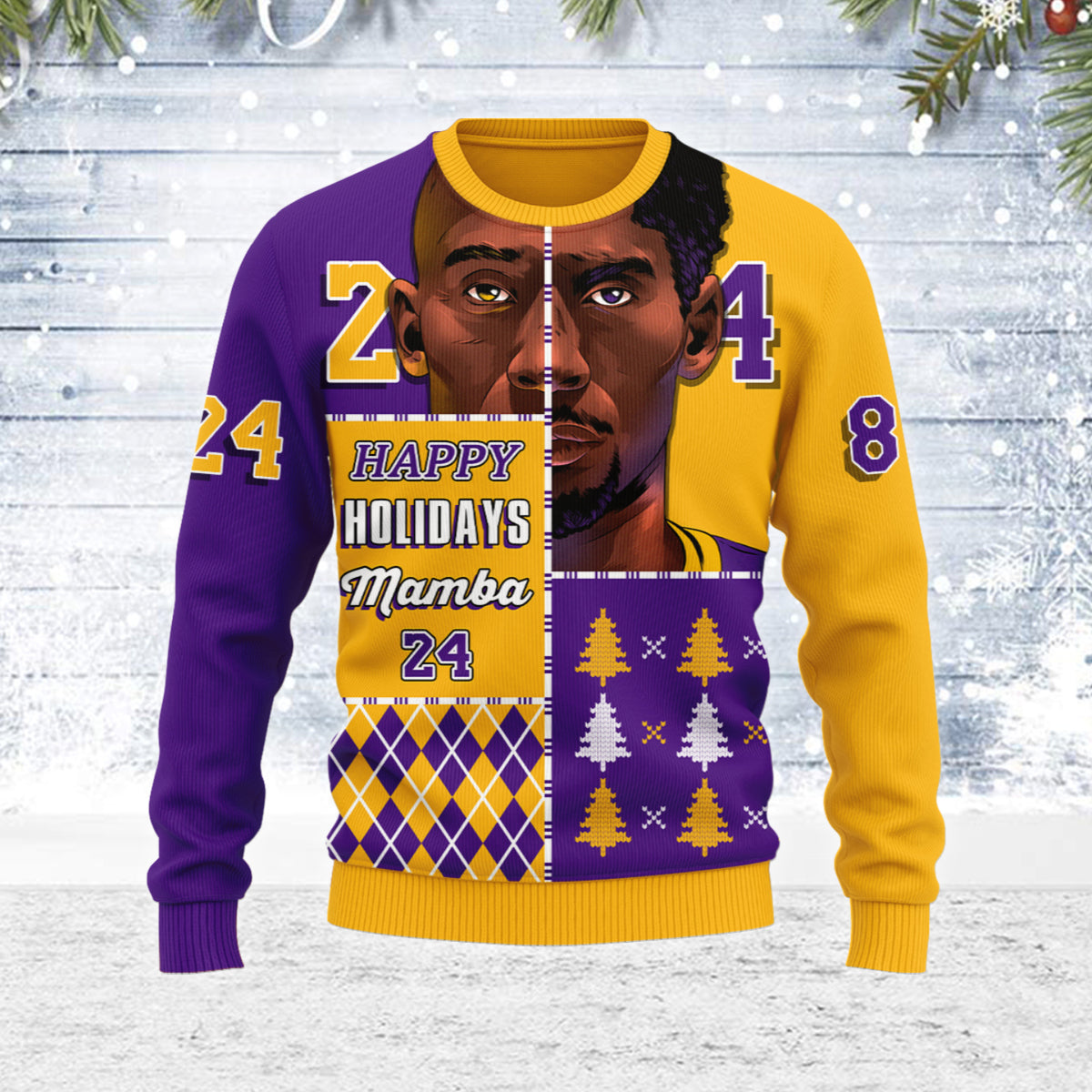 Customspig Ugly Christmas Sweater Happy Holidays Mamba 3D Apparel