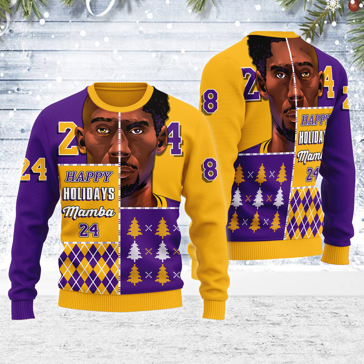 Customspig Ugly Christmas Sweater Happy Holidays Mamba 3D Apparel