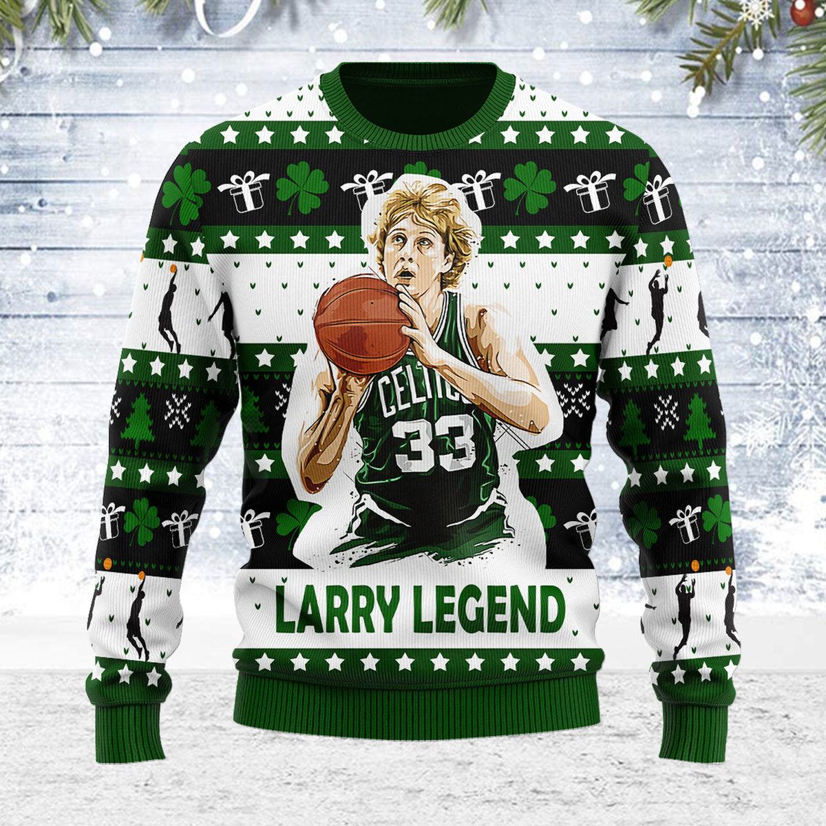 Customspig Ugly Christmas Sweater 33 Larry Legend Basketball 3D Apparel