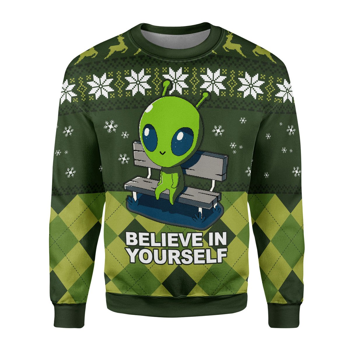 Customspig Ugly Sweater Believe In Yourself Ugly Christmas 3D Apparel