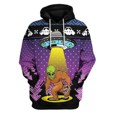 Customspig Unisex Hoodie Big Foot Alien 3D Apparel