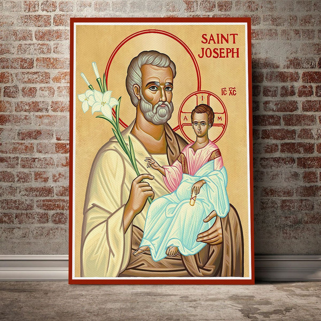 Customspig Canvas Saint Joseph and Child Jesus