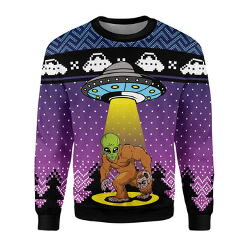 Customspig Unisex Sweatshirt Big Foot Alien 3D Apparel