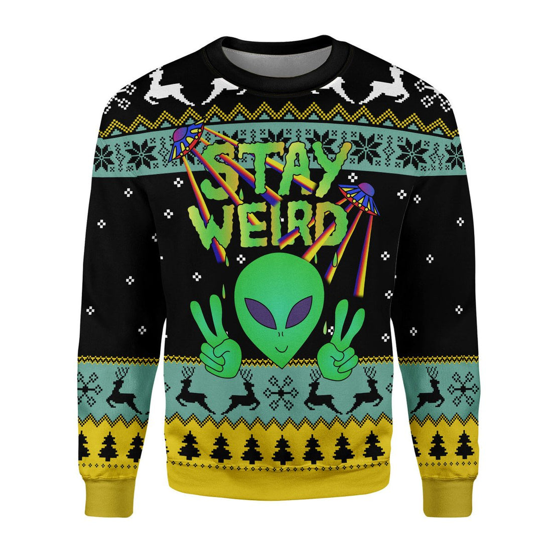Customspig Tops Pullover Sweatshirt Stay Weird Alien 3D Apparel
