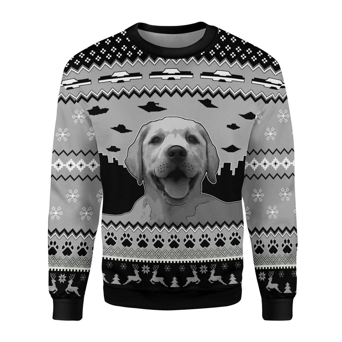 Customspig Tops Pullover Sweatshirt UFO Happy Dog 3D Apparel