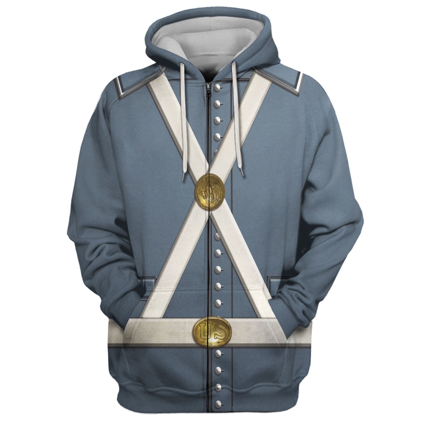 Mexican War Us Army Uniform Zip Fleece Hoodie / S Qm503