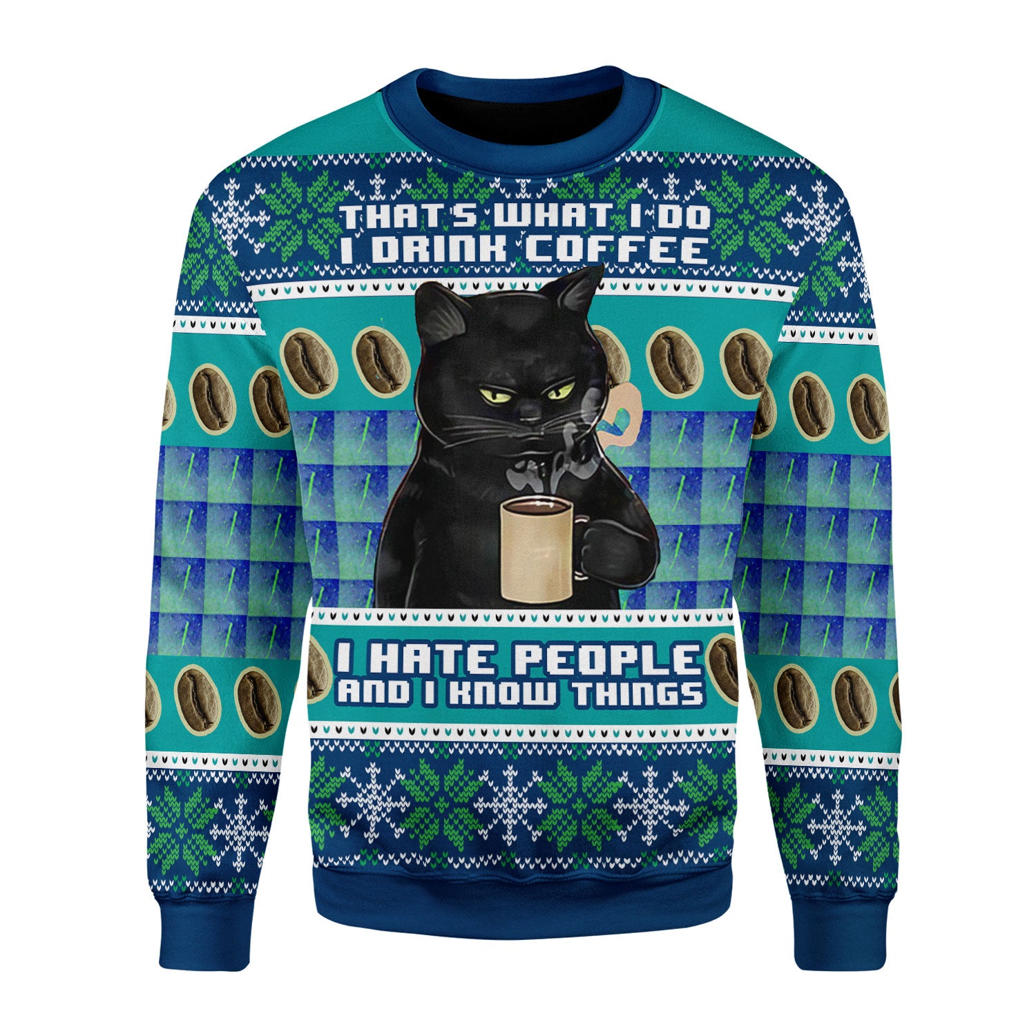 Customspig Christmas Sweater I Hate People Cat 3D Apparel