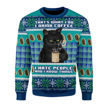 Customspig Christmas Sweater I Hate People Cat 3D Apparel