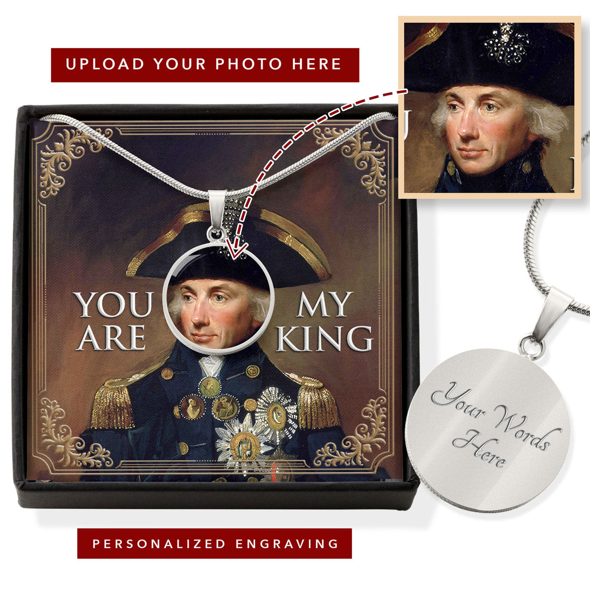 Horatio Nelson 1st Customized Photo Circle Pendant with POD Message Card