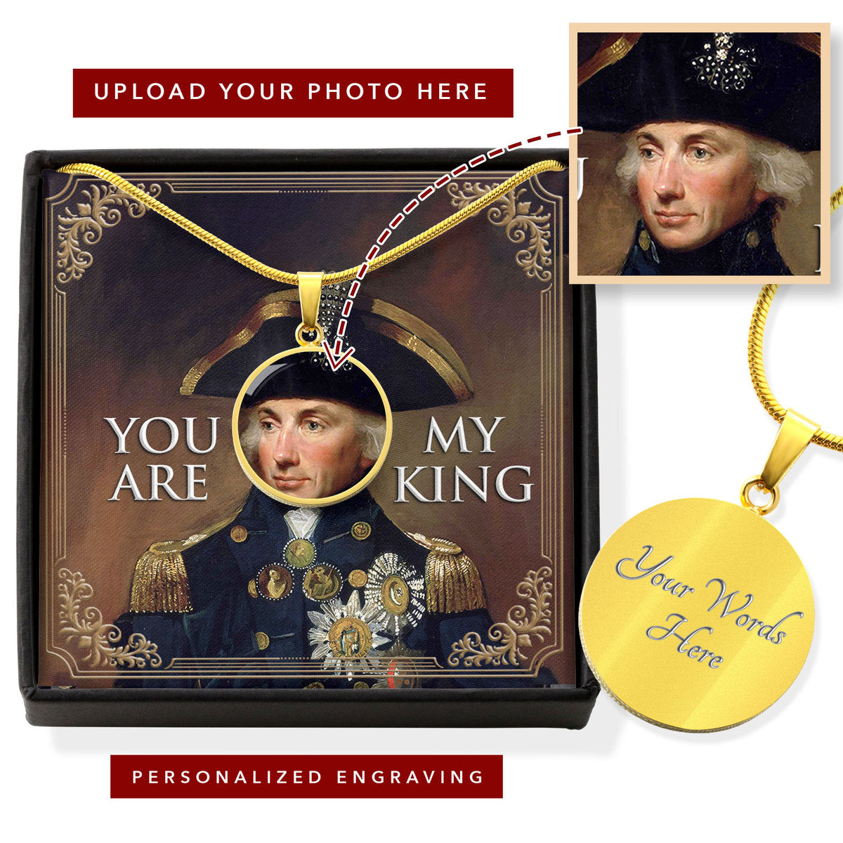 Horatio Nelson 1st Customized Photo Circle Pendant with POD Message Card