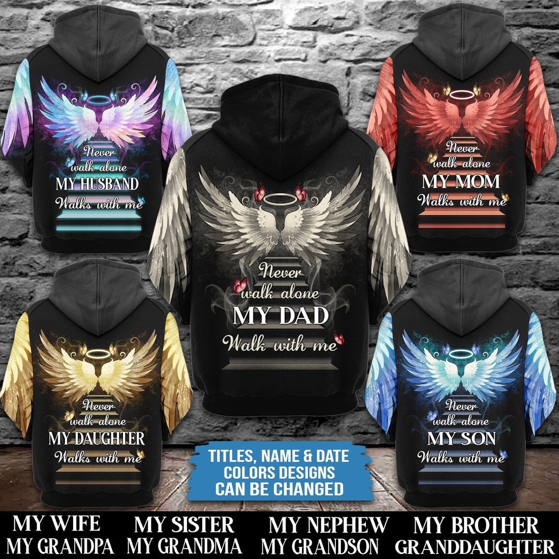 Never Walk Alone My Love Walks With Me, Personalized All Over Print Hoodie