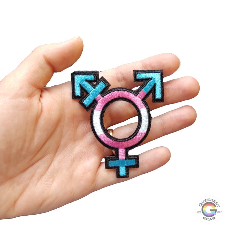 Trans Patch Trans Symbol Iron trên Patch LGBTQA + Trans Man Trans Woman Trans Boy Trans Girl Nonbinary Transgender Pride Trans Fashion