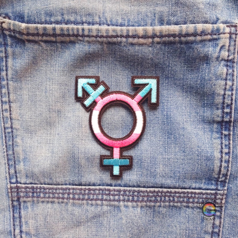 Trans Patch Trans Symbol Iron trên Patch LGBTQA + Trans Man Trans Woman Trans Boy Trans Girl Nonbinary Transgender Pride Trans Fashion