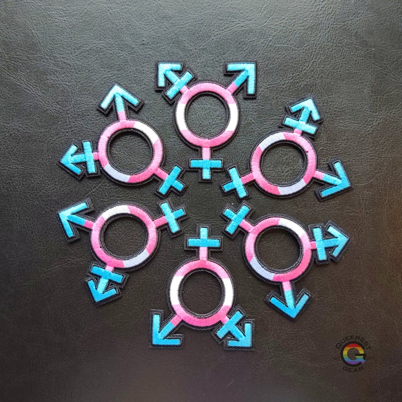 Trans Patch Trans Symbol Iron trên Patch LGBTQA + Trans Man Trans Woman Trans Boy Trans Girl Nonbinary Transgender Pride Trans Fashion