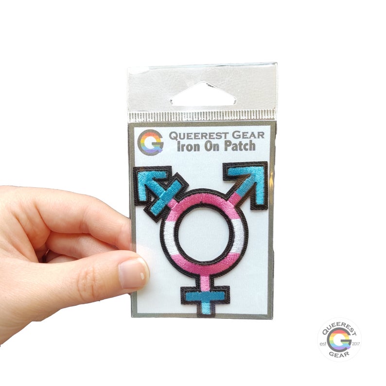 Trans Patch Trans Symbol Iron trên Patch LGBTQA + Trans Man Trans Woman Trans Boy Trans Girl Nonbinary Transgender Pride Trans Fashion