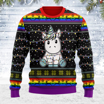 Customspig Ugly Christmas Sweater Unicorn Christmas Tree 3D Apparel