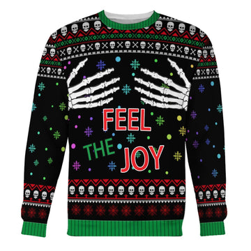 Gearhomies Christmas Unisex Sweater Feel The Joy Ugly Christmas 3D Apparel