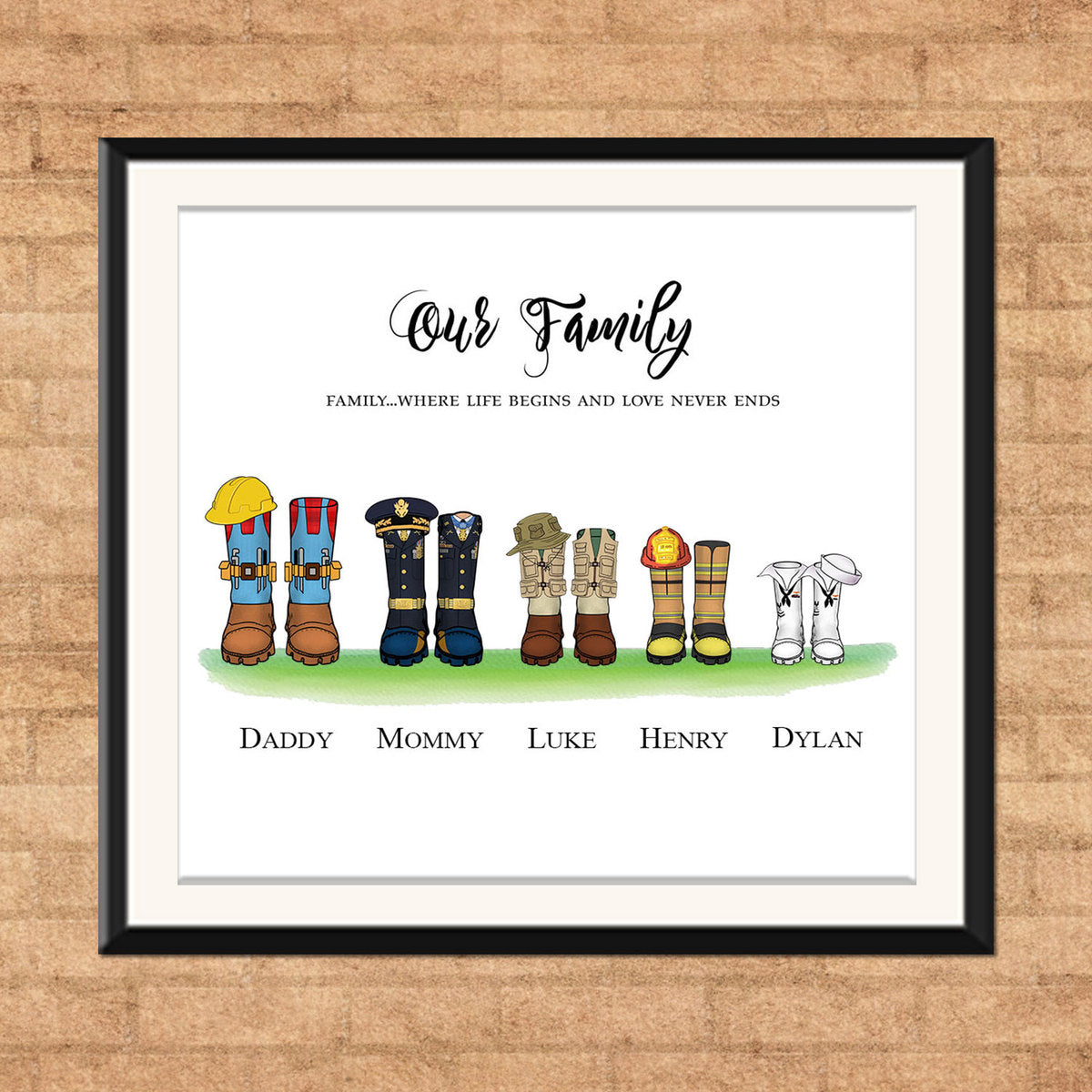 Customized Canvas Poster Wall Art Occupation Boot Styles Family Trees Gift