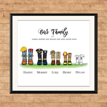 Customized Canvas Poster Wall Art Occupation Boot Styles Family Trees Gift