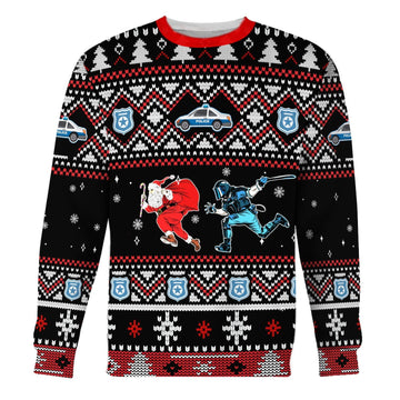 Gearhomies Christmas Unisex Sweater Santa Claus Riot Police 3D Apparel