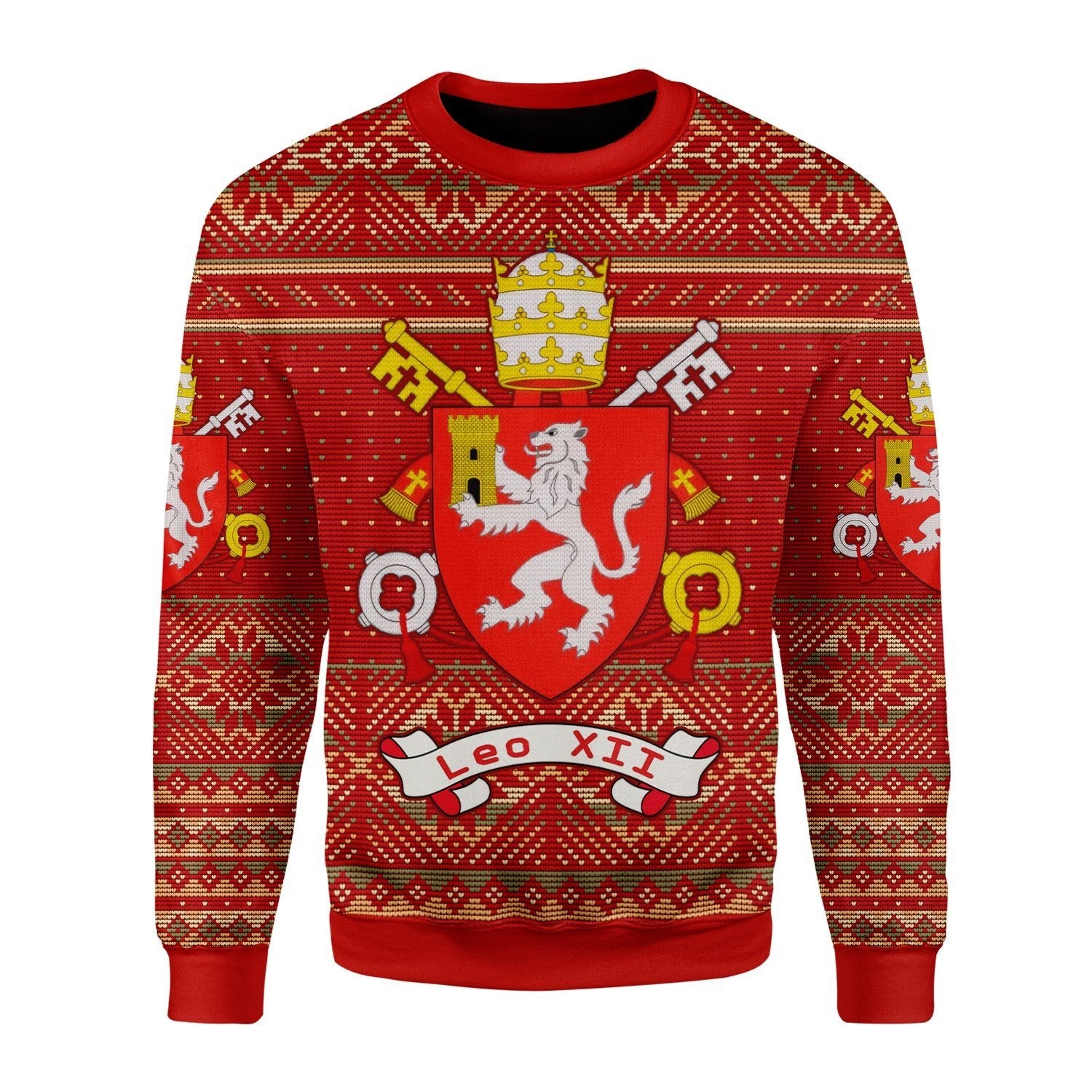 Gearhomies Christmas Unisex Sweater Pope Leo XII Coat of Arms 3D Apparel