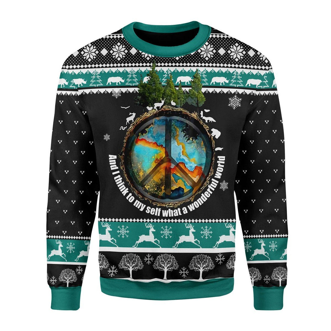Gearhomies Christmas Unisex Sweater And I Think To Myself What A Wonderful World 3D Apparel