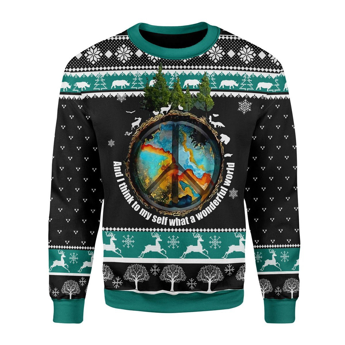 Gearhomies Christmas Unisex Sweater And I Think To Myself What A Wonderful World 3D Apparel