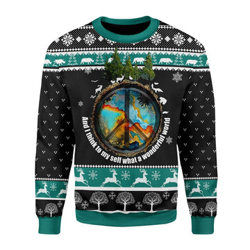 Gearhomies Christmas Unisex Sweater And I Think To Myself What A Wonderful World 3D Apparel