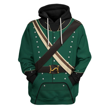 95th British Rifles Uniform Army Green Napoleonic War Hoodie
