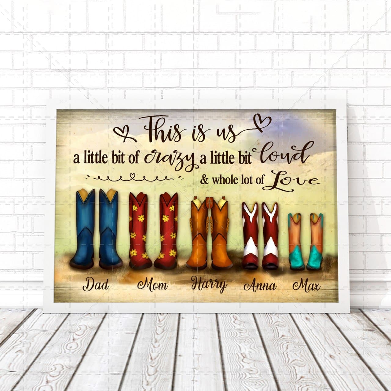 Customized Canvas Poster Wall Art Family Gift Country Boots