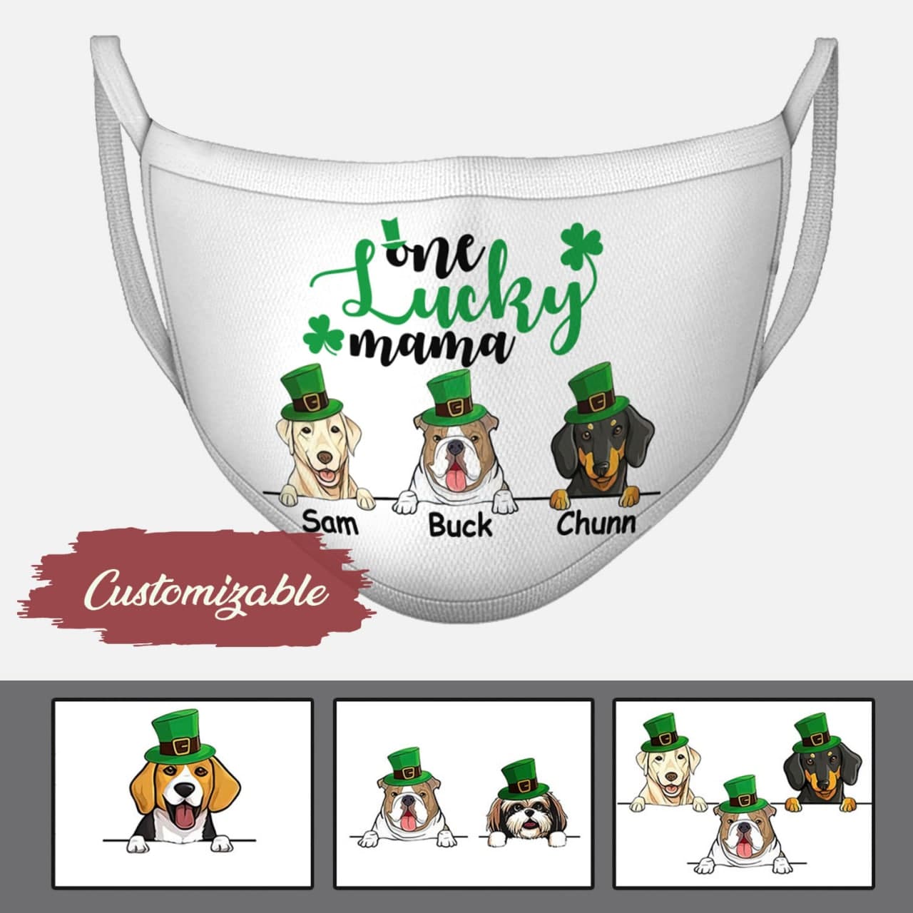 Customized Dogs Photo Face Mask One Lucky Mama