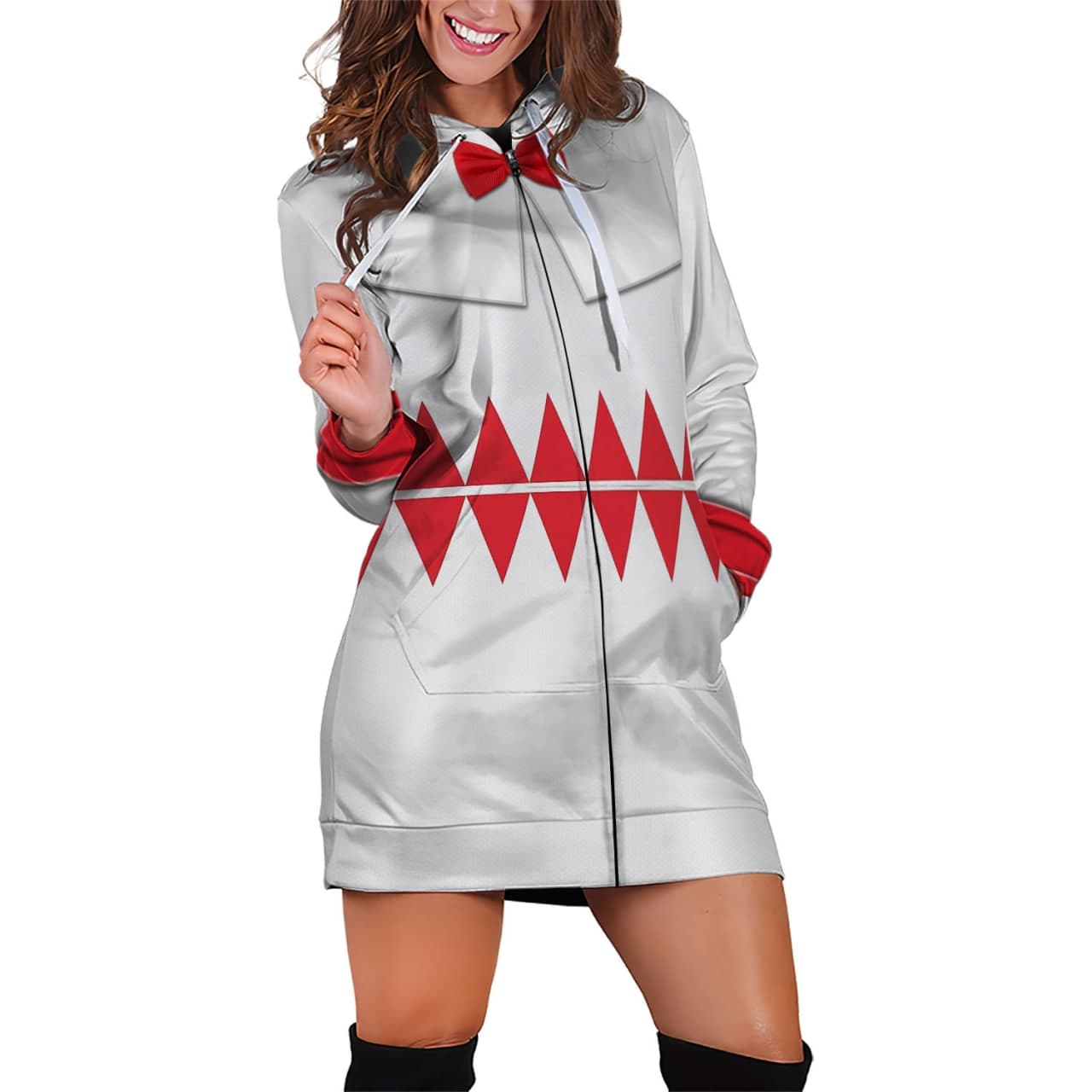 CustomsPig White Mage Zip Dress Hoodie