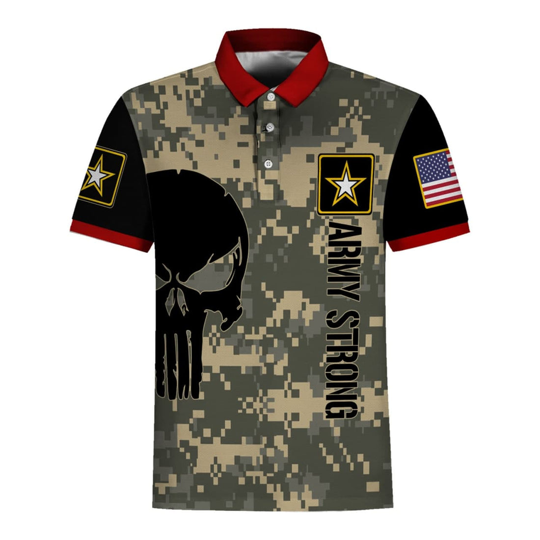 Customspig Polo Shirt US Army What Is A Click In The Army USA Camouflage Flag Classic Army 3D Apparel